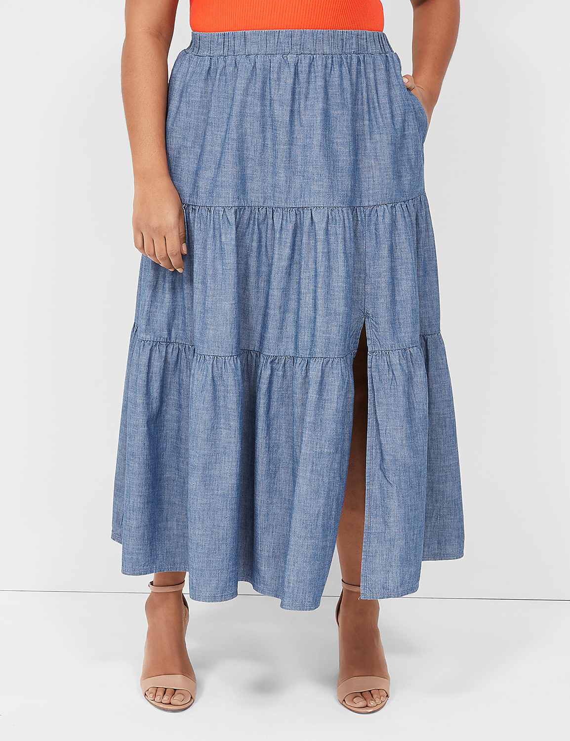 Chambray Maxi Skirt Product Image 1