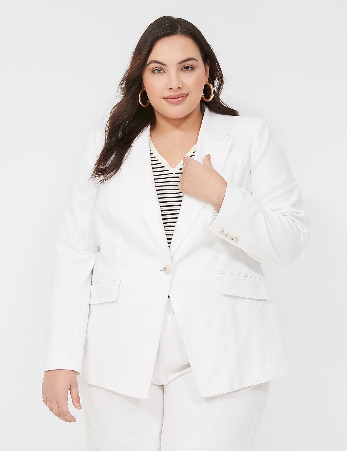 Linen One-Button Blazer Product Image 1