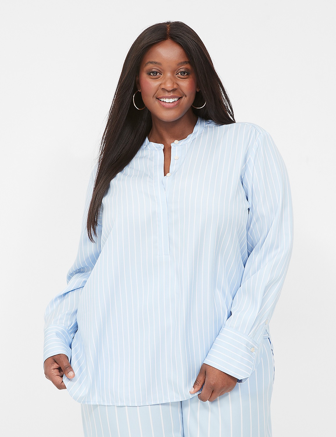 Relaxed Collar Button-Down Shirt Product Image 1