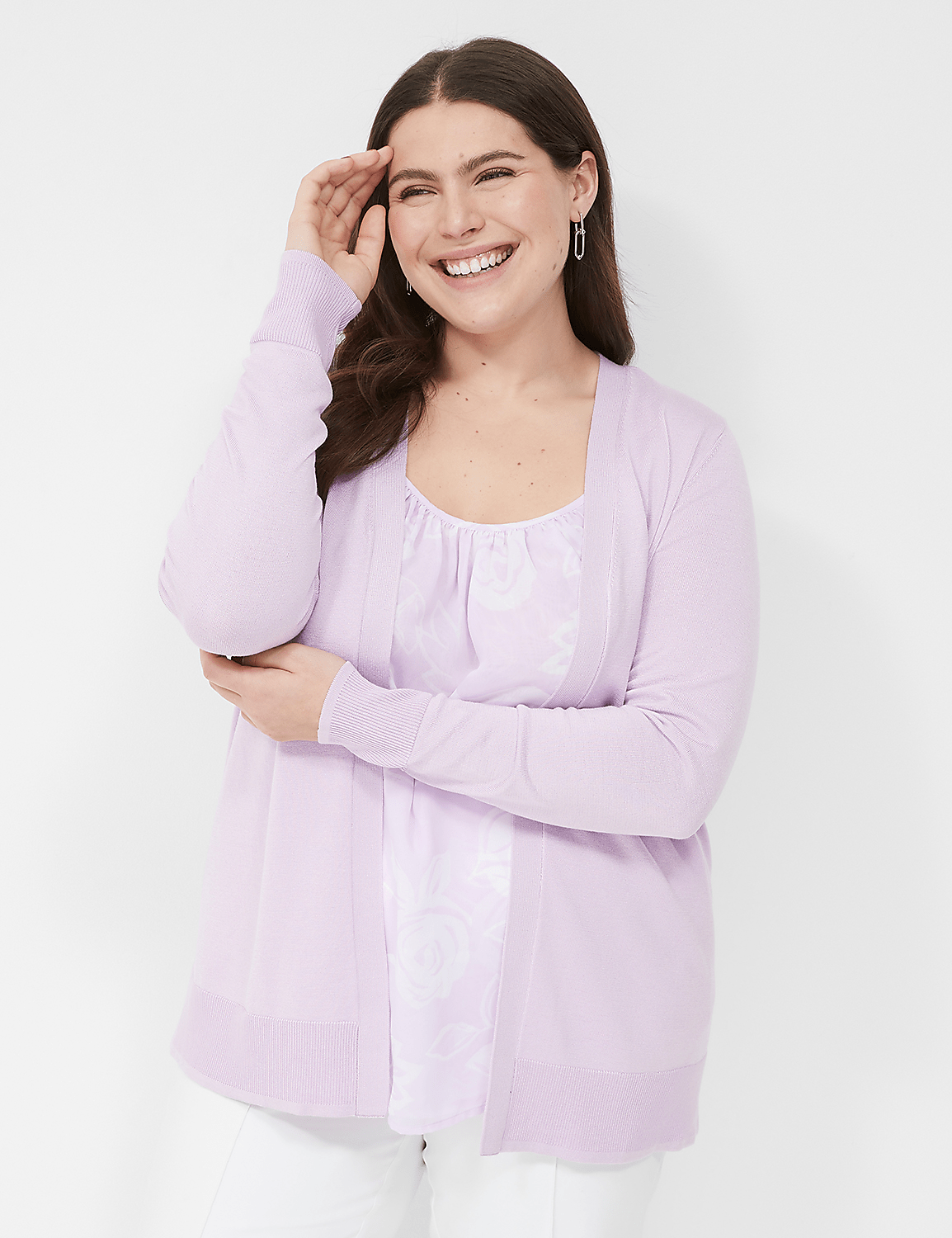 Long-Sleeve Open-Front Cardigan Product Image 1
