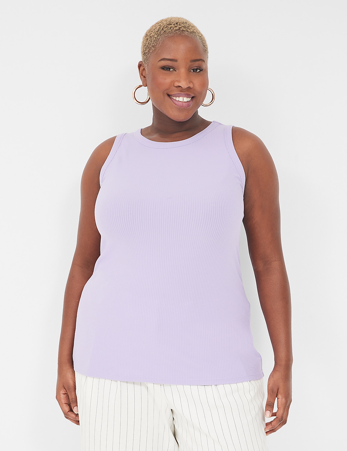 Sleeveless High Neck 3x2 Rib Tank S | LaneBryant