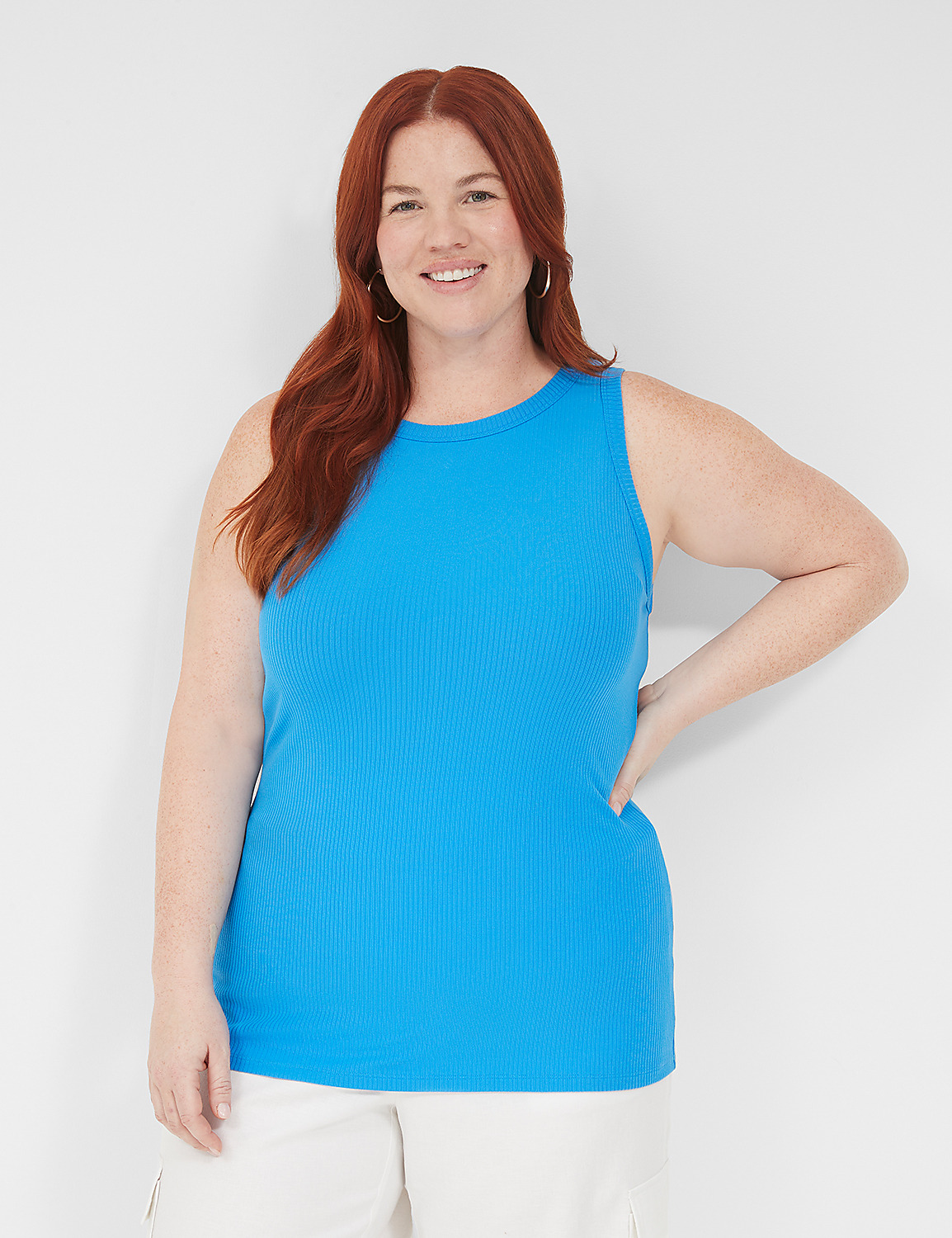Sleeveless High Neck 3x2 Rib Tank S | LaneBryant