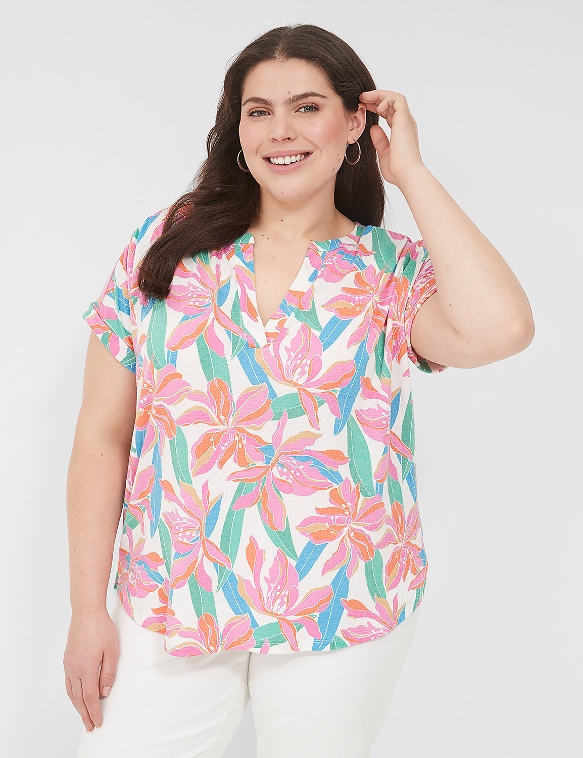 Relaxed Gauze Notch-Neck Shirt Product Image 1