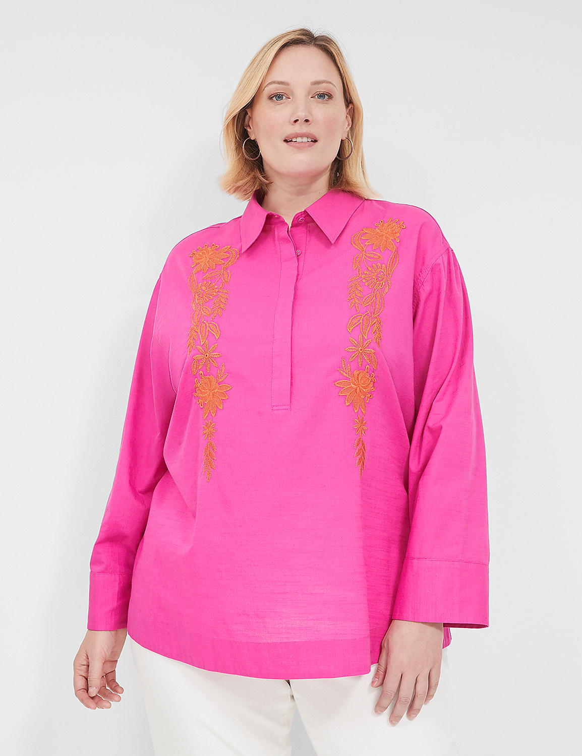 Relaxed Collared Embroidered Tunic | LaneBryant