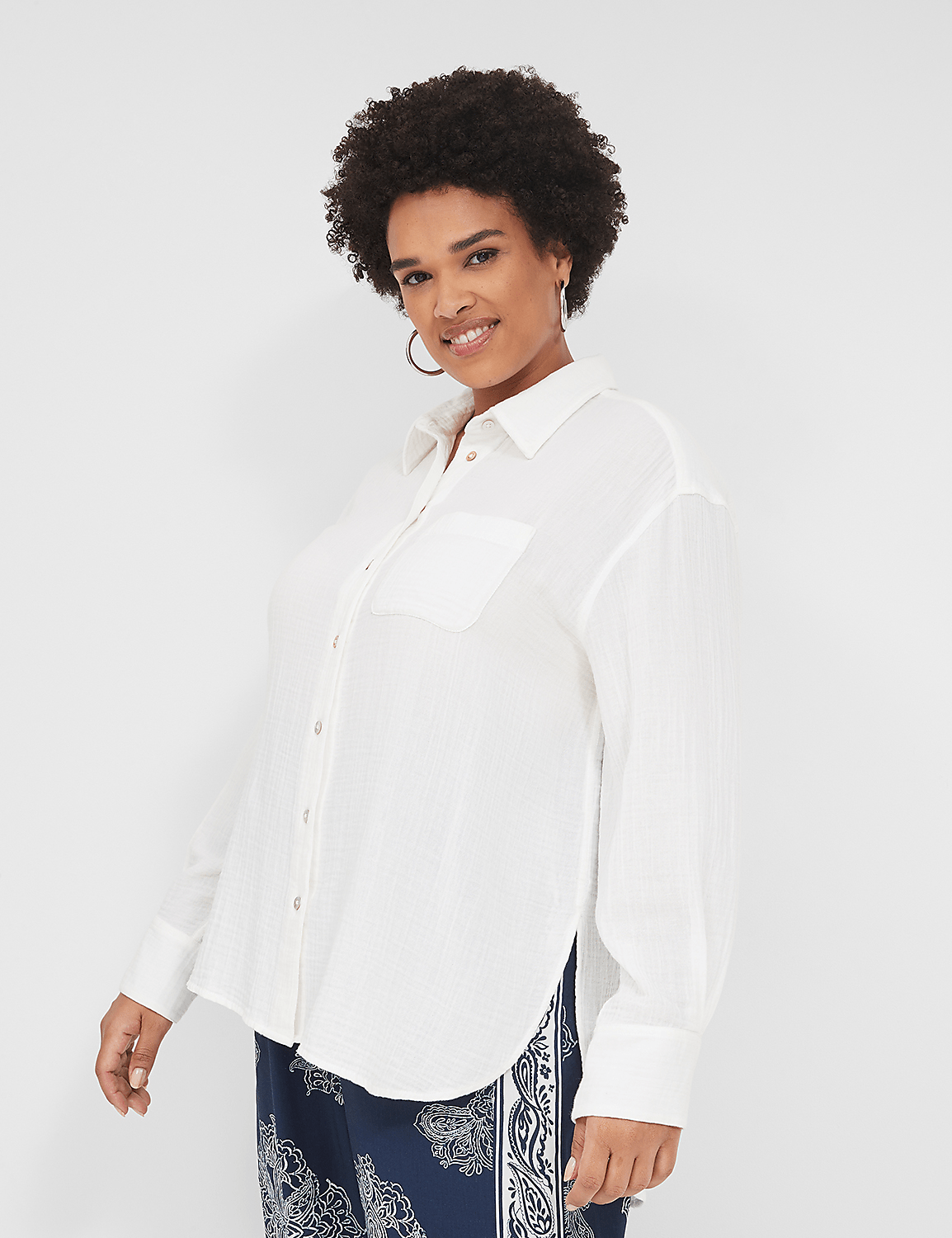 Gauze Button-Down Beach Top Product Image 1