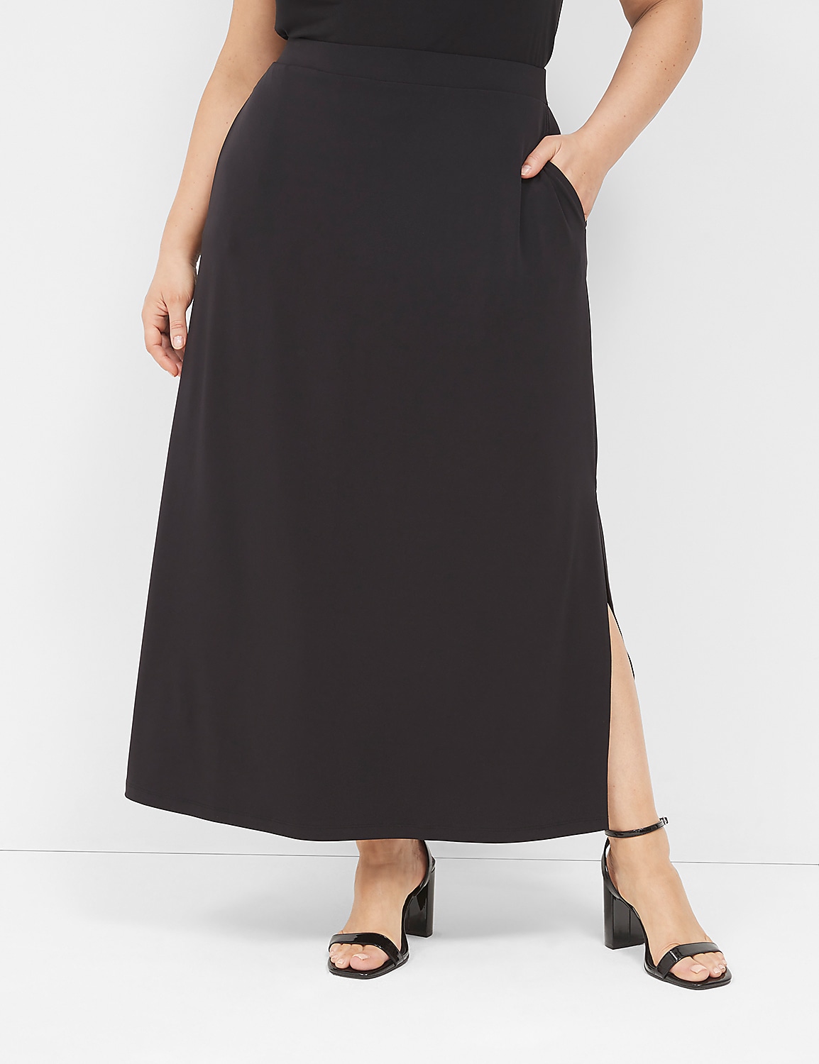 Matte Jersey Side-Slit Maxi Skirt Product Image 1
