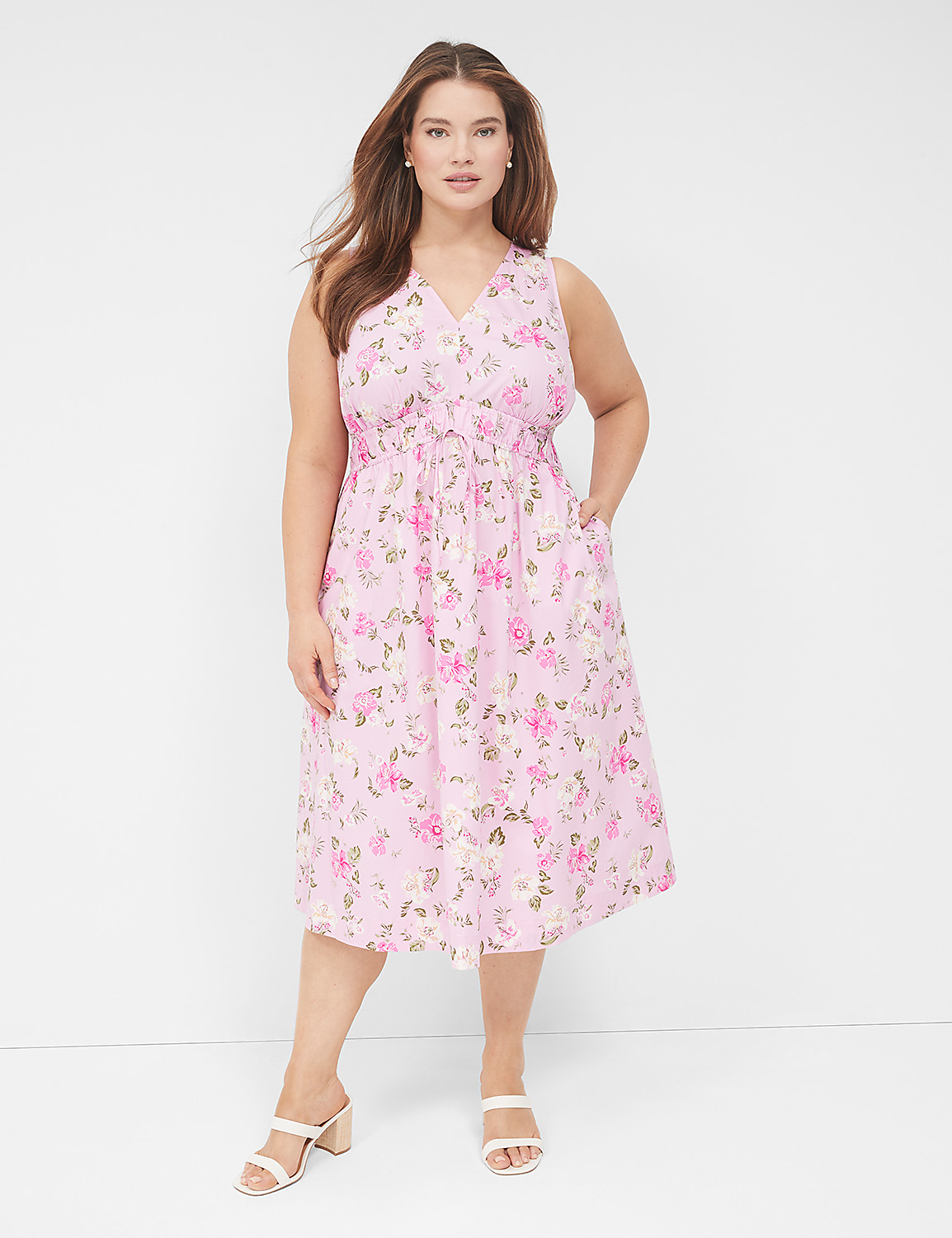 V-Neck Elastic-Waist Dress Product Image 1