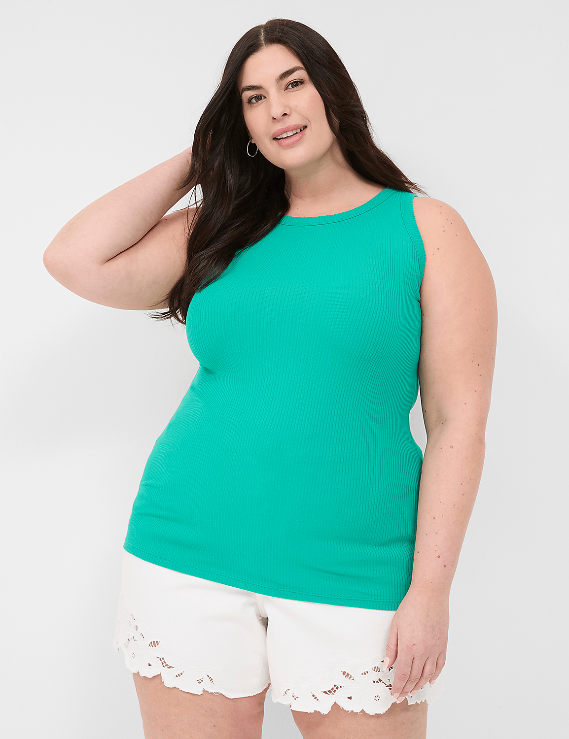 Sleeveless High Neck 3x2 Rib Tank S | LaneBryant