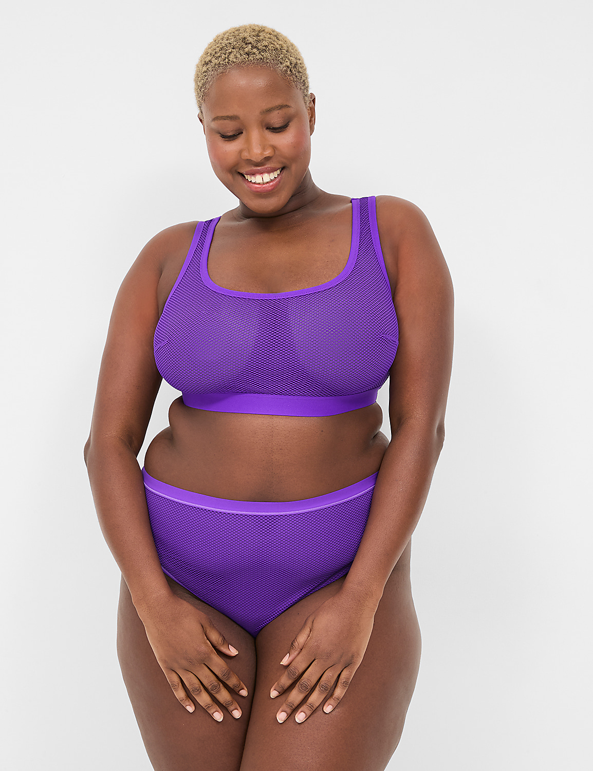 Fishnet Scoop-Neck Sheer Bralette Product Image 1