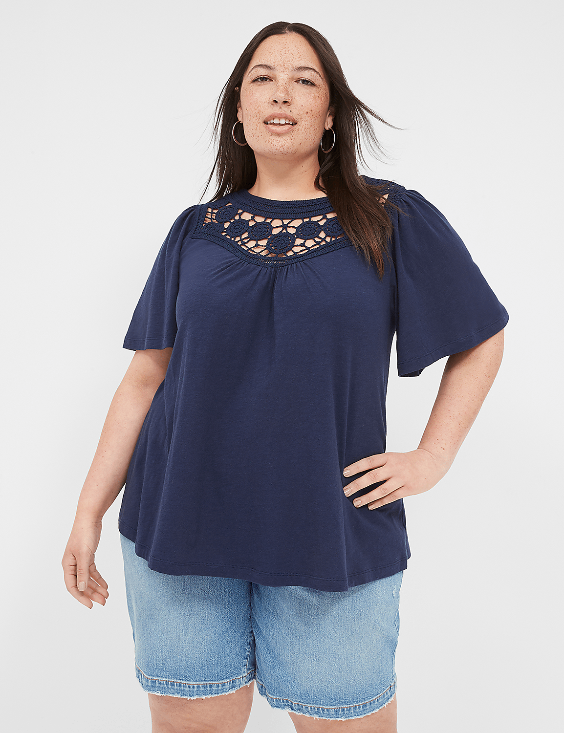 Relaxed Crochet Crew-Neck Top Product Image 1