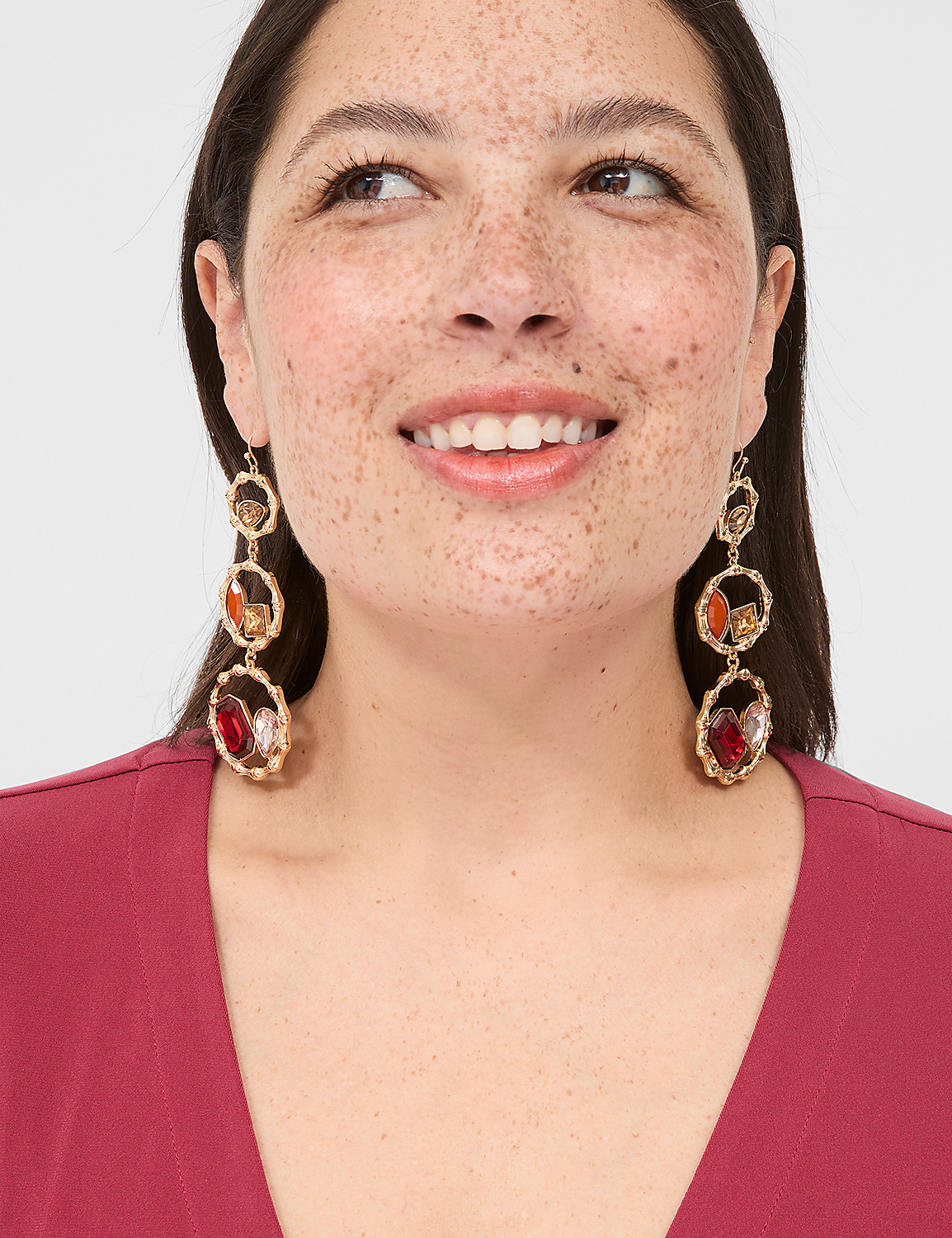 Cabernet Imitation Stone Drop Earrings Product Image 1