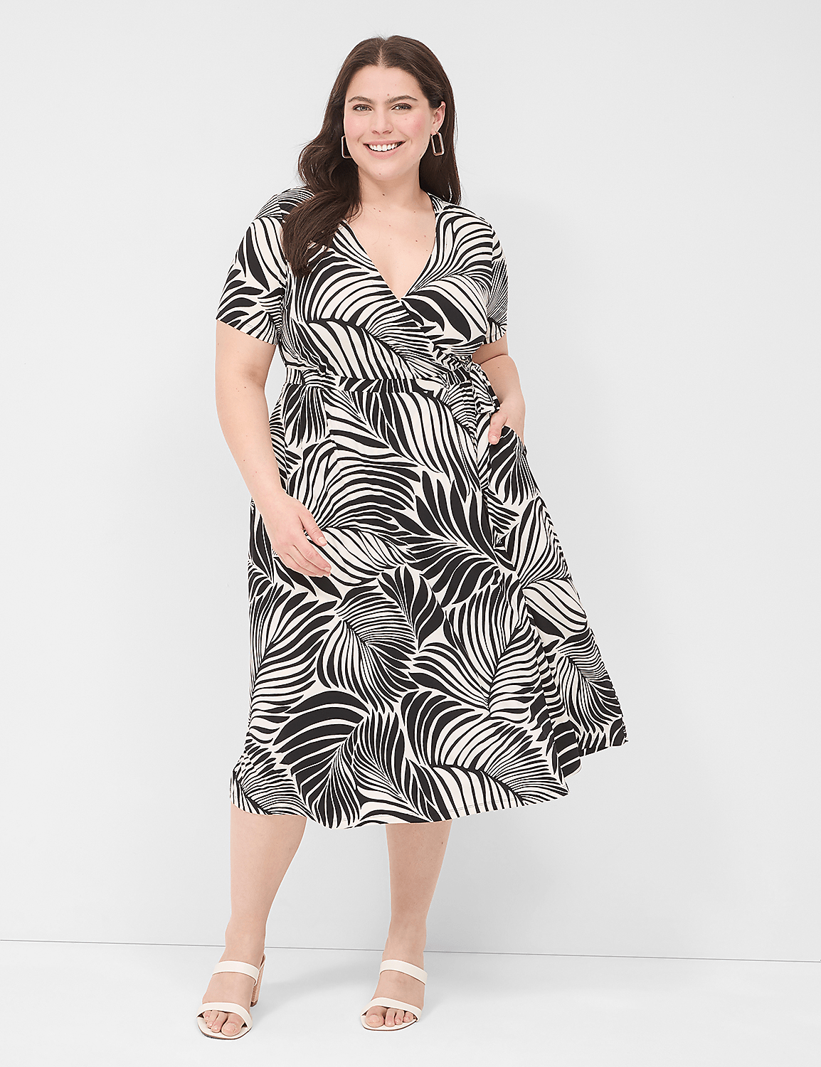 Faux-Wrap Jersey Midi Dress Product Image 1