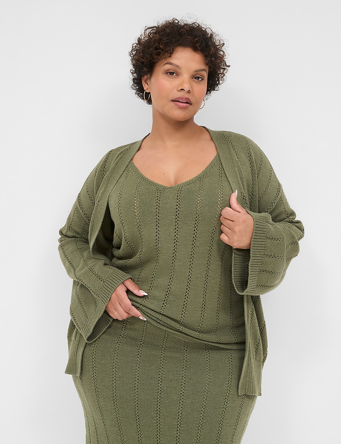 Open-Front Pointelle Cardigan Product Image 1