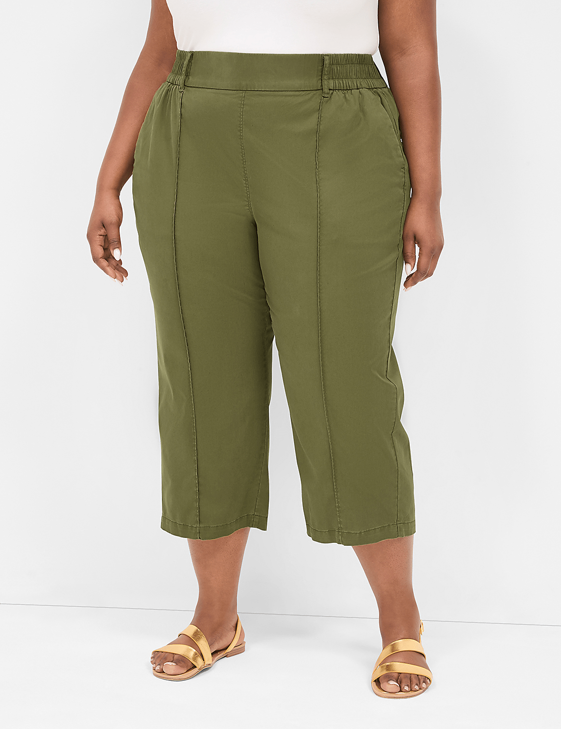 Pull-On Soft Twill Capri Pant | LaneBryant