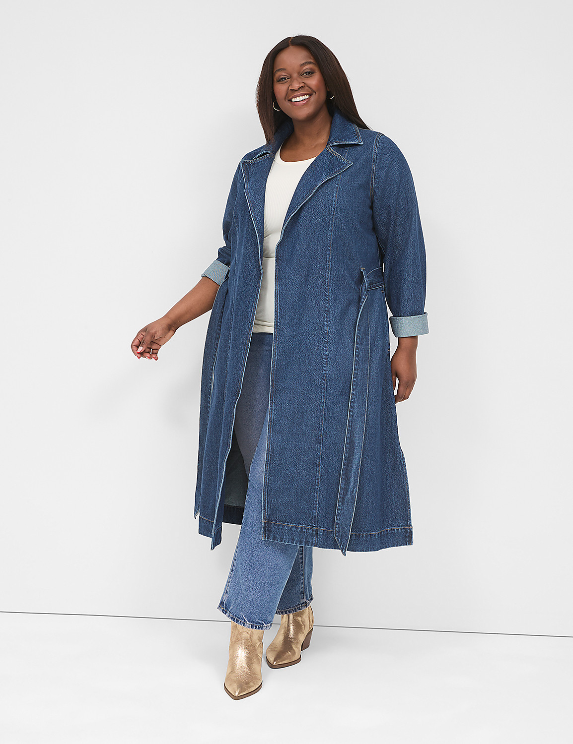 Denim Belted Trench Product Image 1