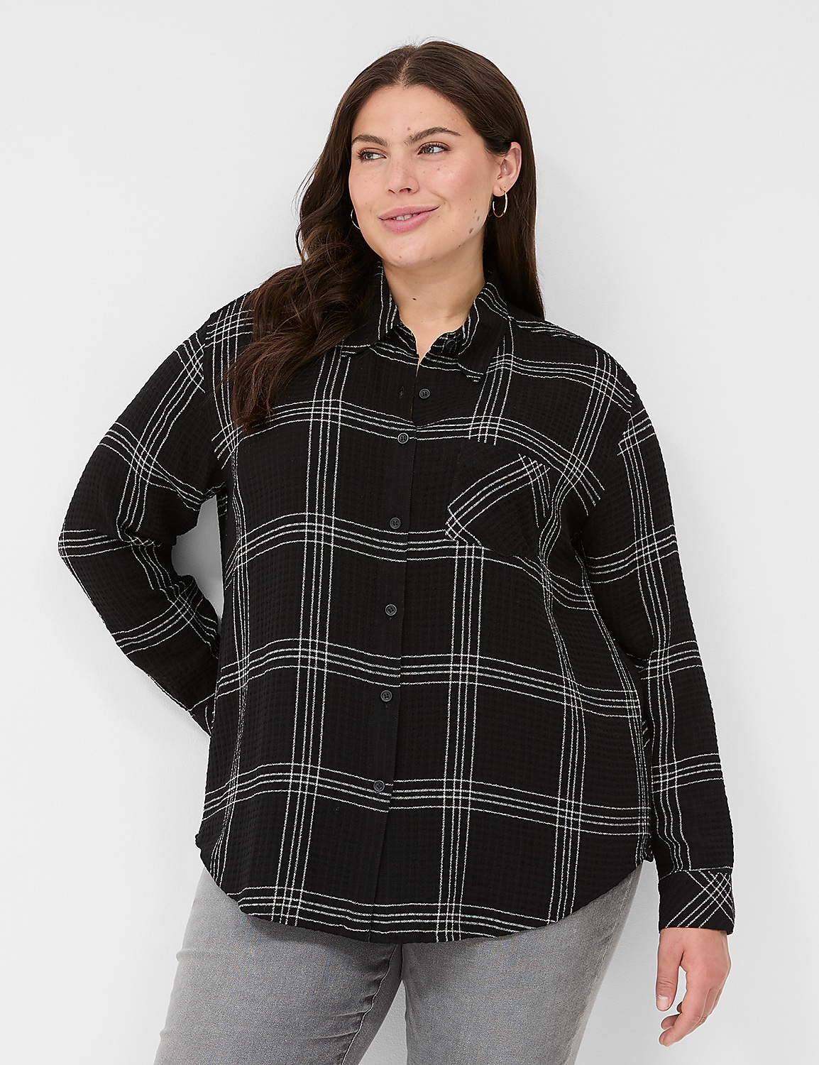 Classic Long Sleeve Button Down Cri | LaneBryant