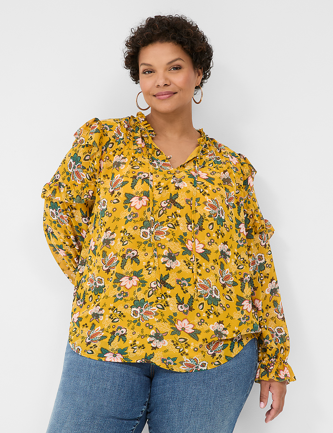Split-Neck Popover Blouse Product Image 1
