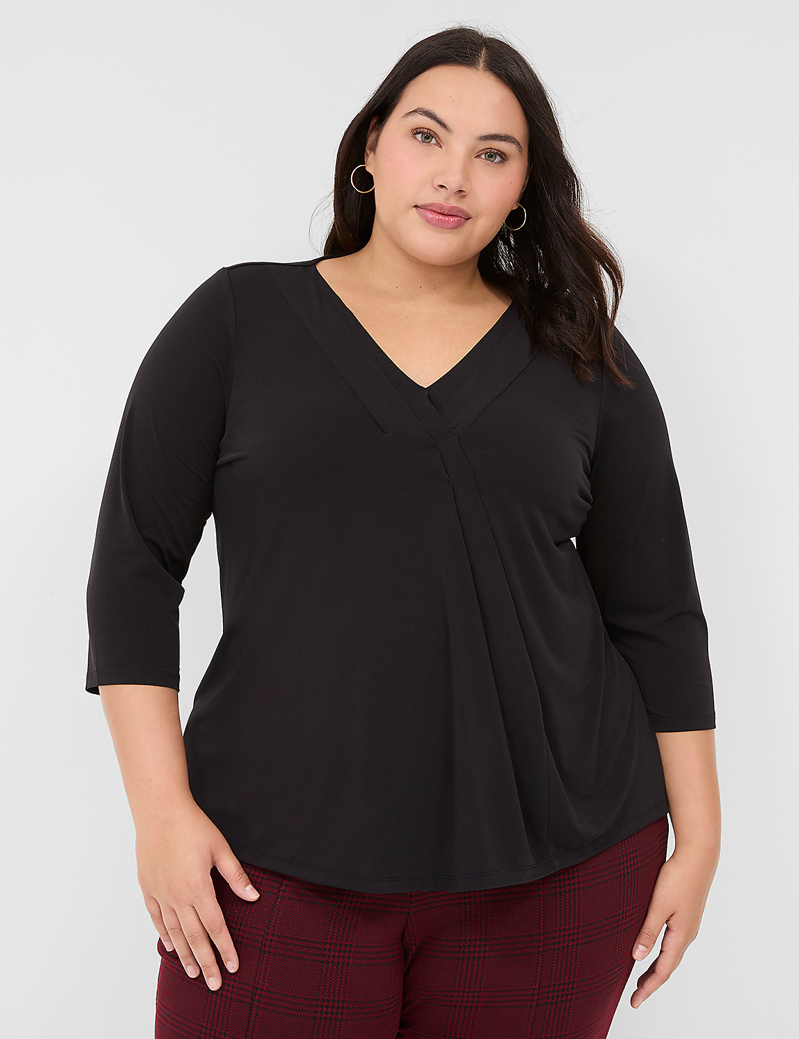 Swing 3/4-Sleeve Pleat-Front Top Product Image 1