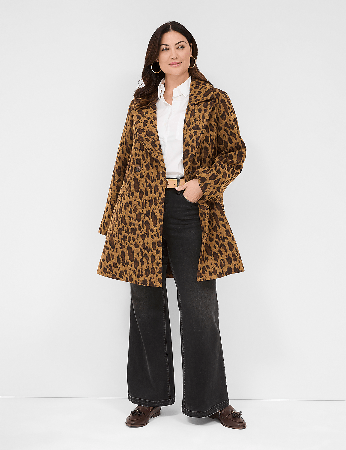 Jacquard Leopard Print Coat Product Image 1