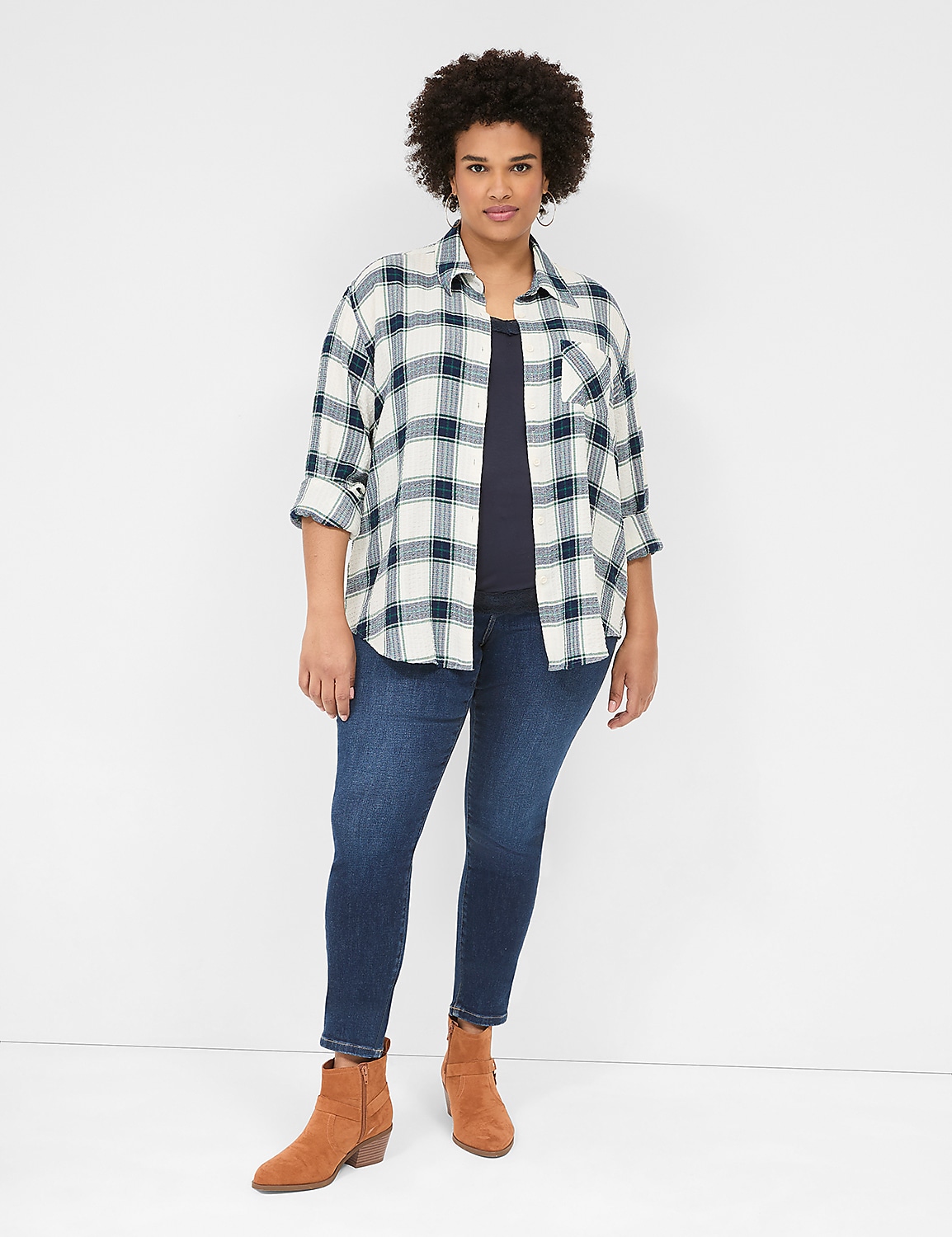 Classic Long Sleeve Button Down Cri | LaneBryant