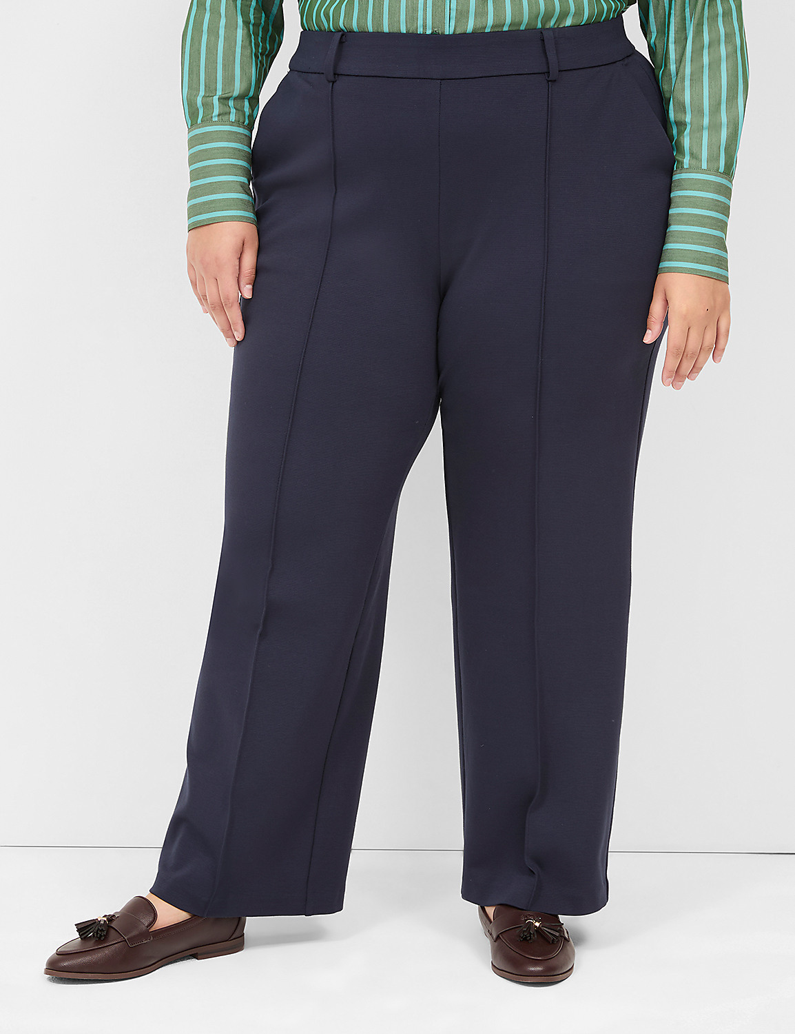 Pull-On Textured Ponte Straight Leg Pant Product Image 1