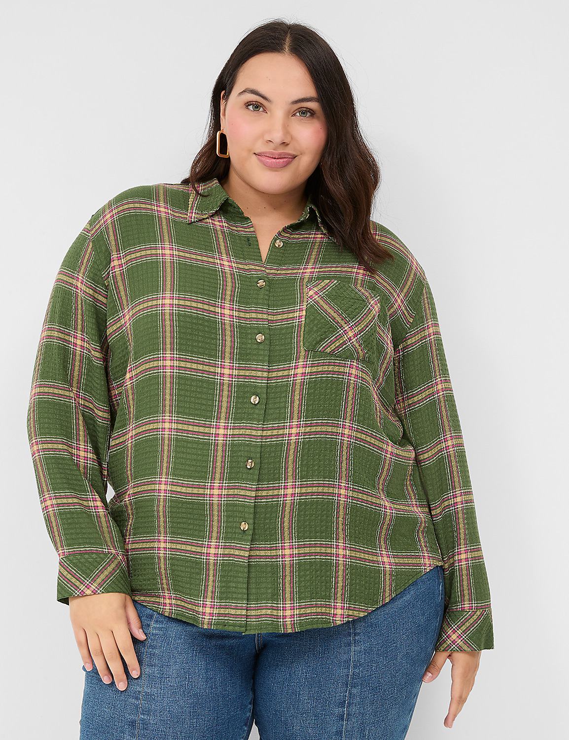 Classic Long Sleeve Button Down Cri | LaneBryant