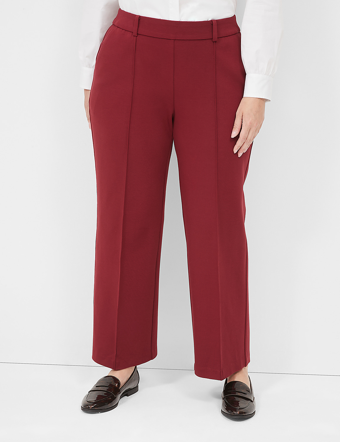 Pull-On Textured Ponte Straight Leg Pant Product Image 1