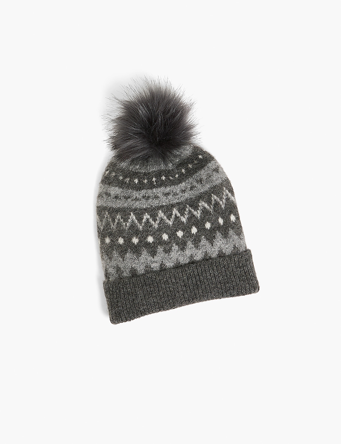 Grey Fair Isle Beanie Product Image 1
