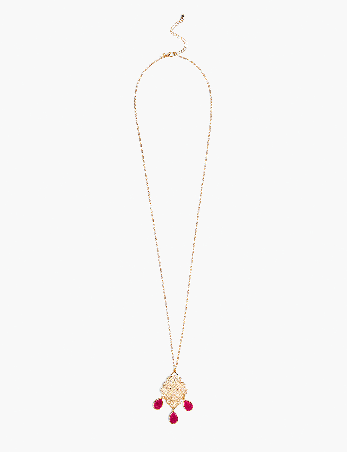 Pink Druzy Filigree Pendant Necklace Product Image 1