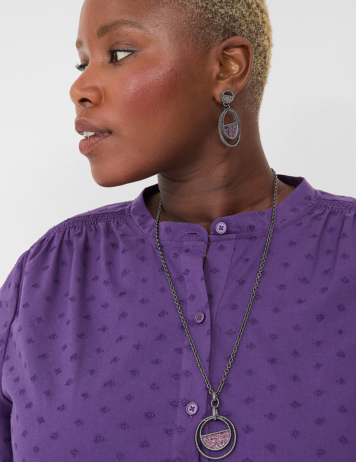 Purple Pave Circle Pendant Necklace Product Image 1