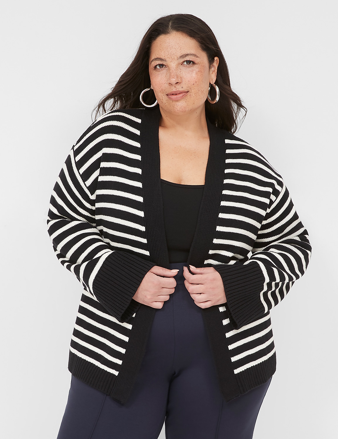 Open-Front Striped Cardigan Product Image 1