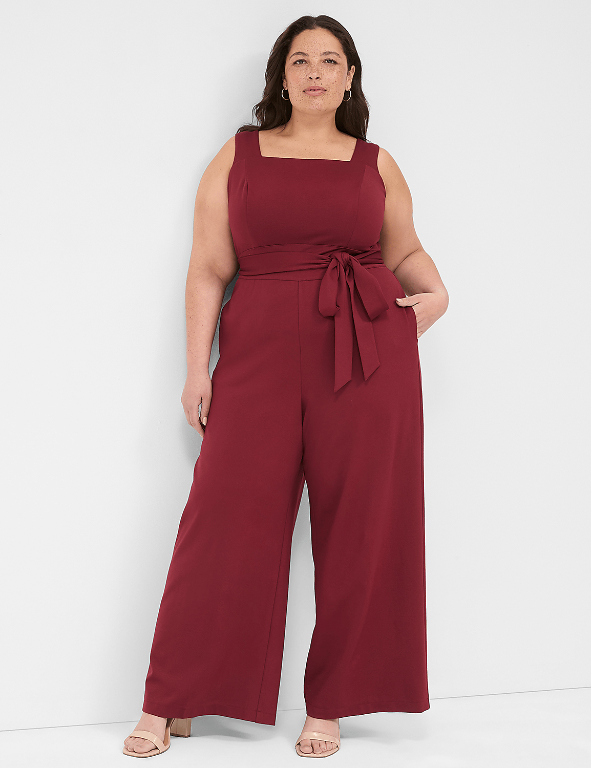 Ponte Tie-Waist Jumpsuit Product Image 1