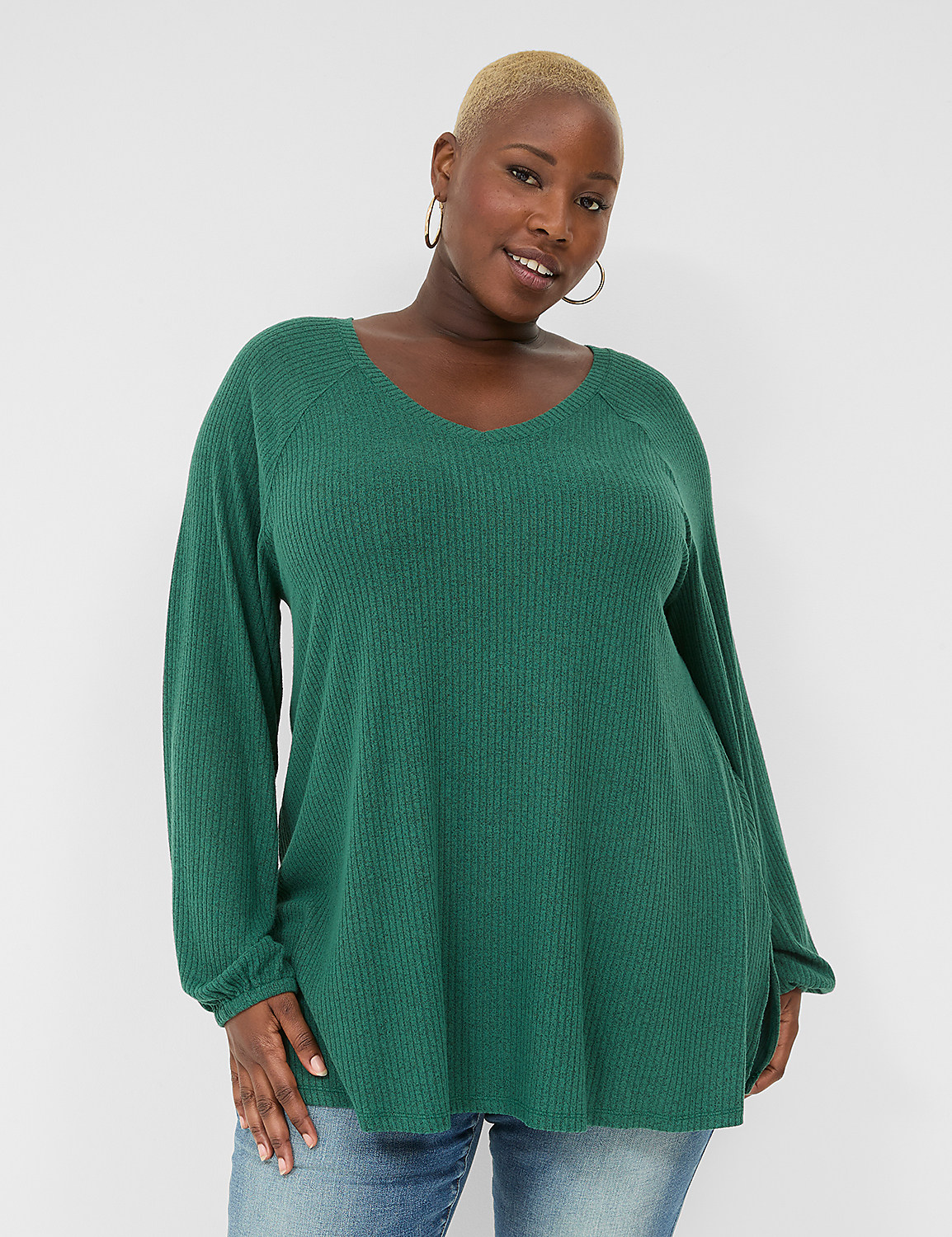 Relaxed Blouson Long Sleeve Raglan | LaneBryant