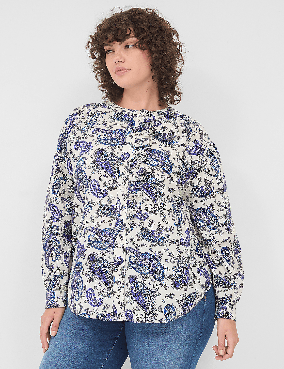 Ruffled Button-Down Blouse Product Image 1