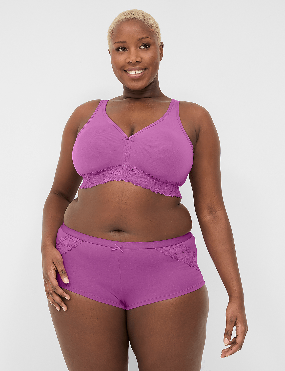 Cotton Boyshort Panty With Lace Trim - thumbnail 3