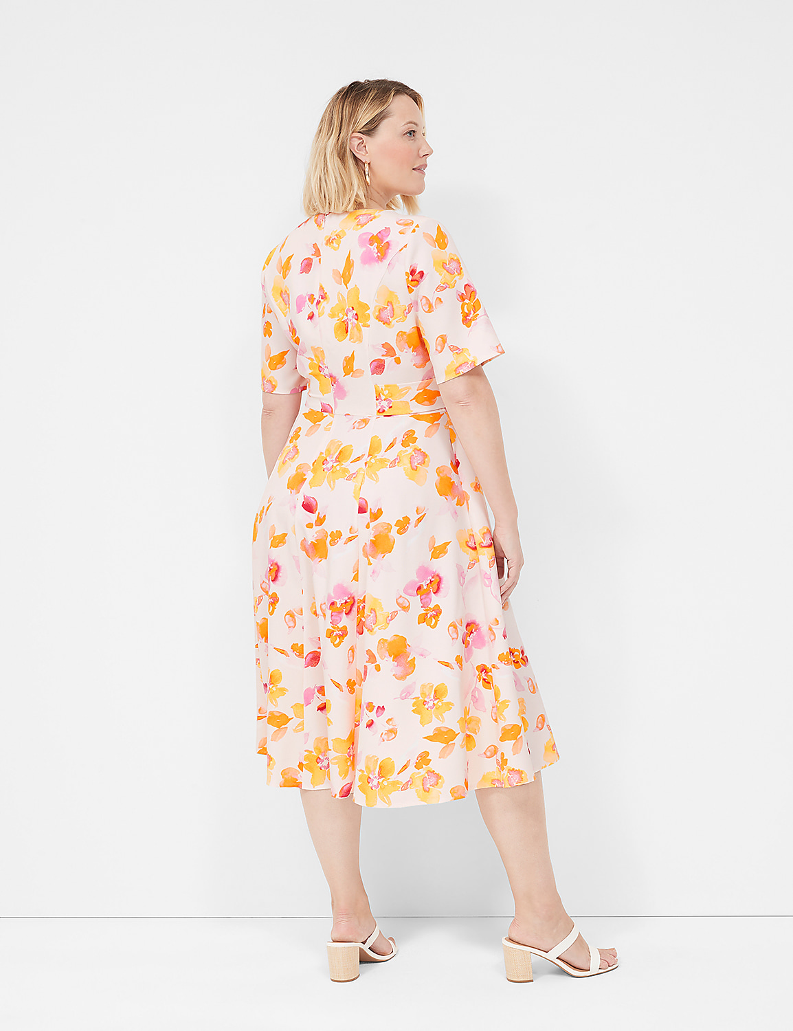 Lena V-Neck Level-Hem Midi Dress Product Image 2