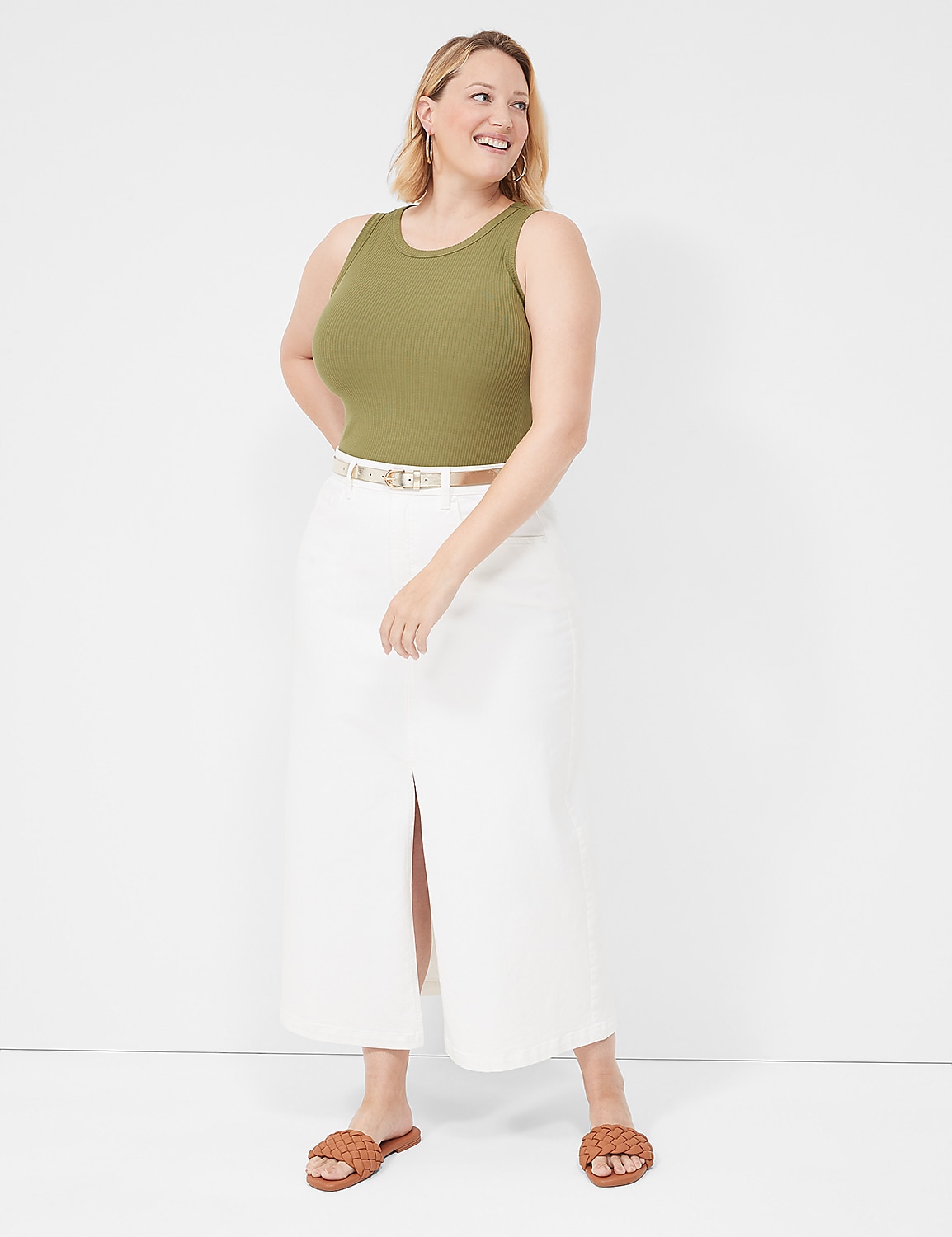Sleeveless High Neck 3x2 Rib Tank S | LaneBryant