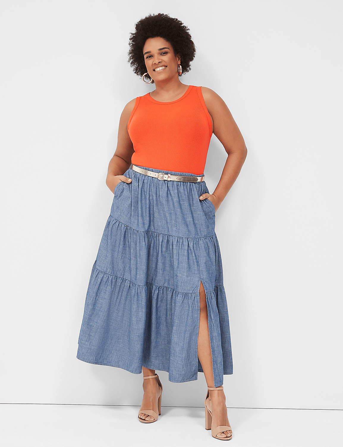 Chambray Maxi Skirt Product Image 3