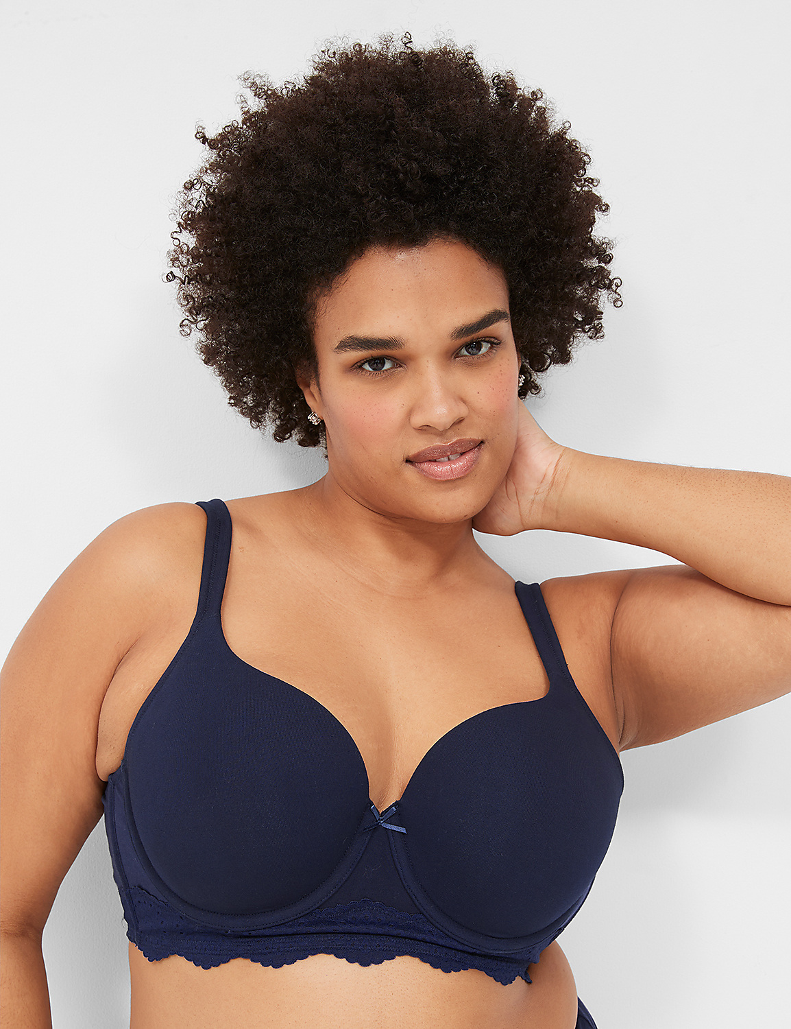 Cotton Lace-Trim Longline T-Shirt Bra Product Image 4