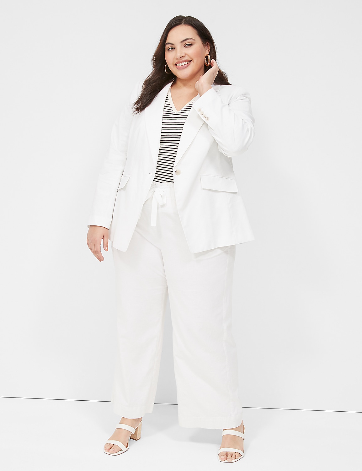 Linen One-Button Blazer Product Image 3