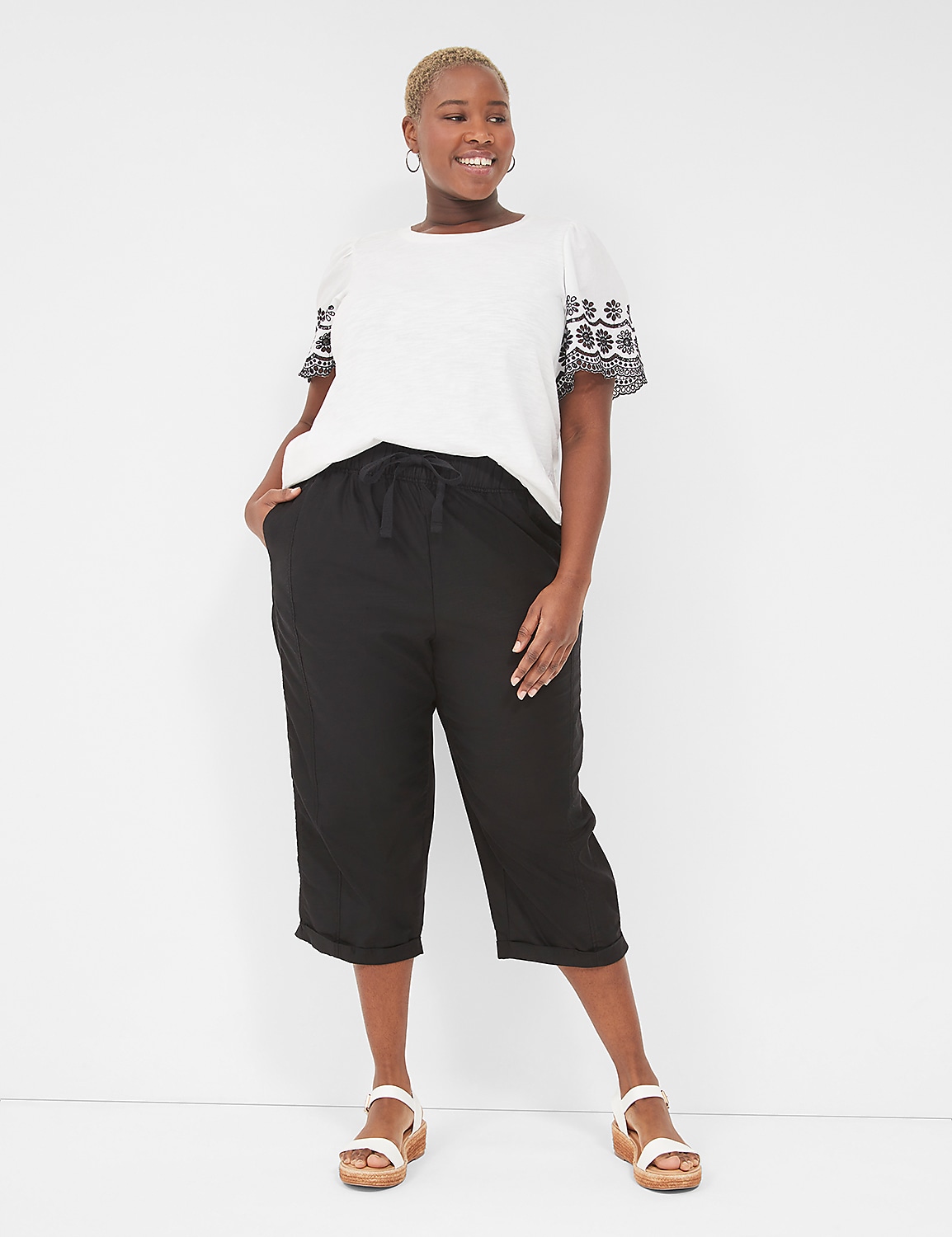 Slub Pull-On Crop Pant Product Image 3