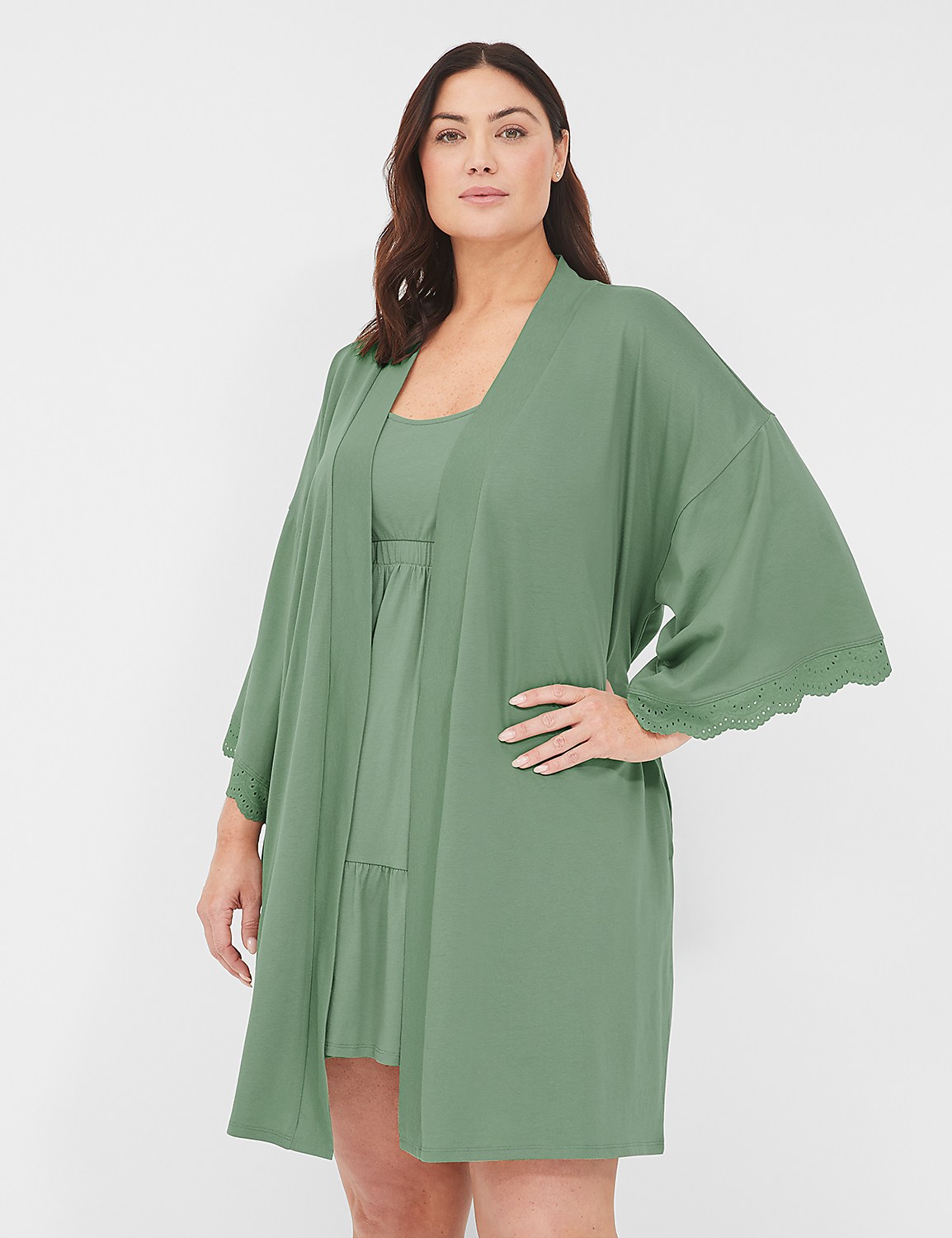 CVC Eyelet Lace Kimono 1141364 S | LaneBryant