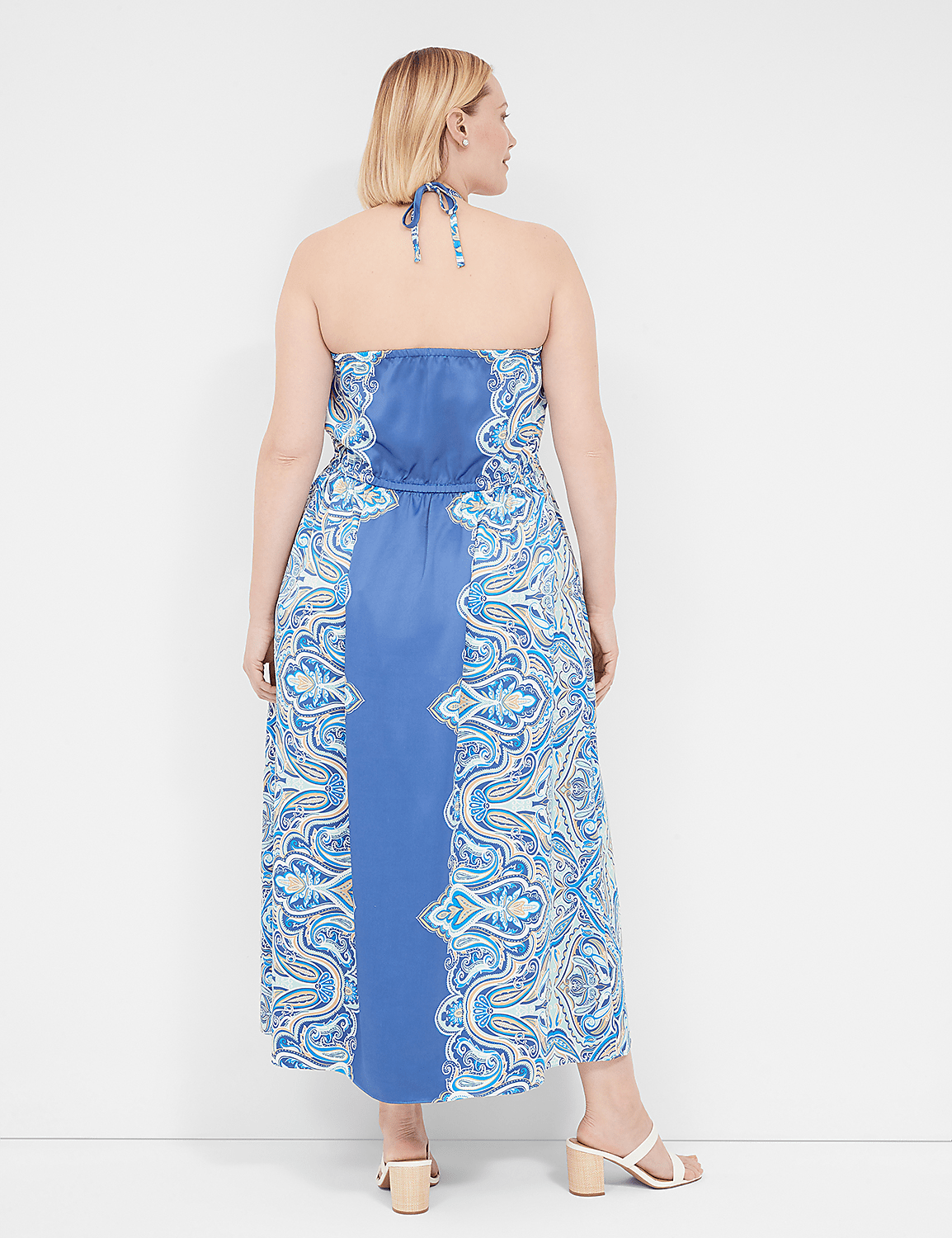 Satin Halter-Neck Maxi Dress Product Image 2