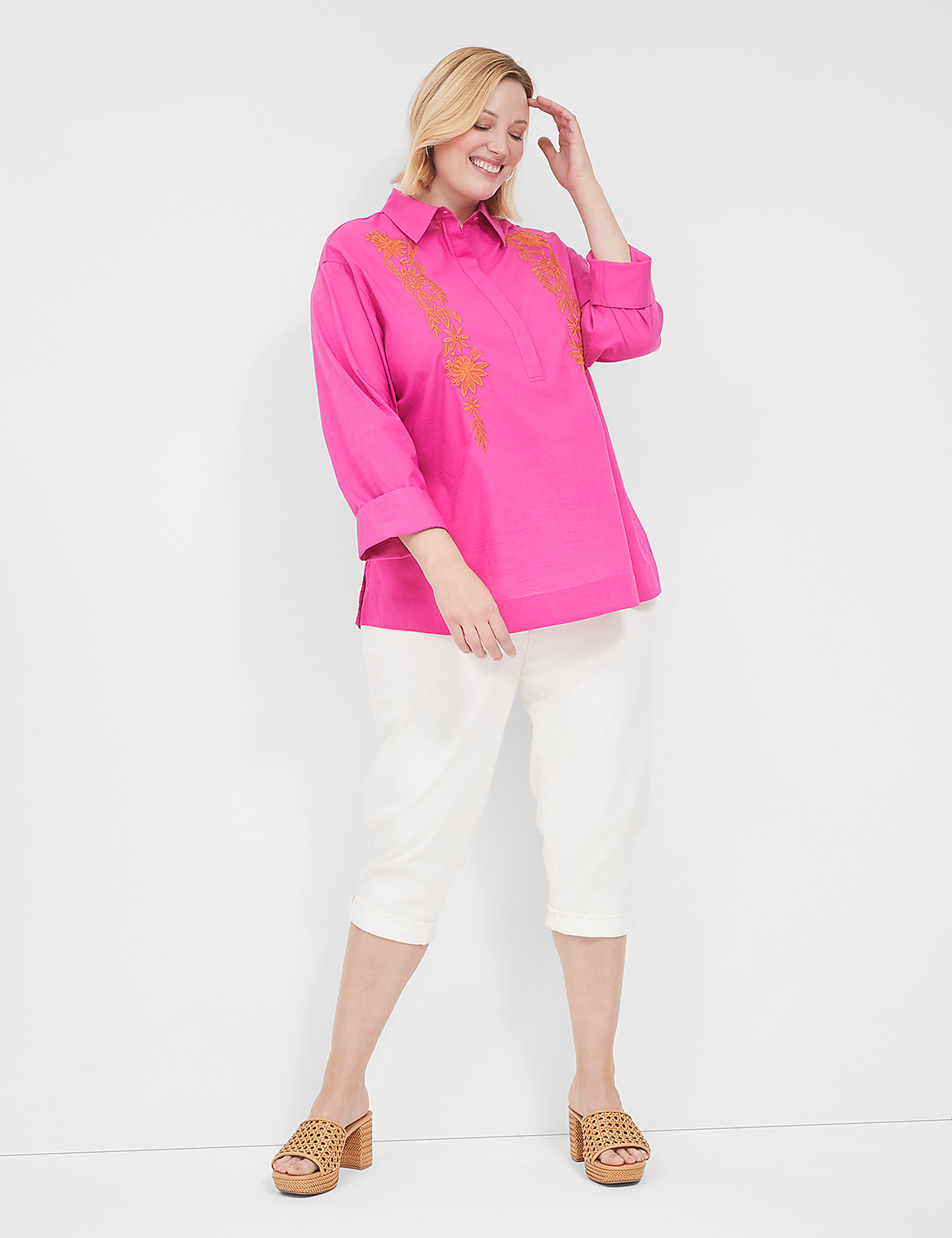 Relaxed Collared Embroidered Tunic | LaneBryant