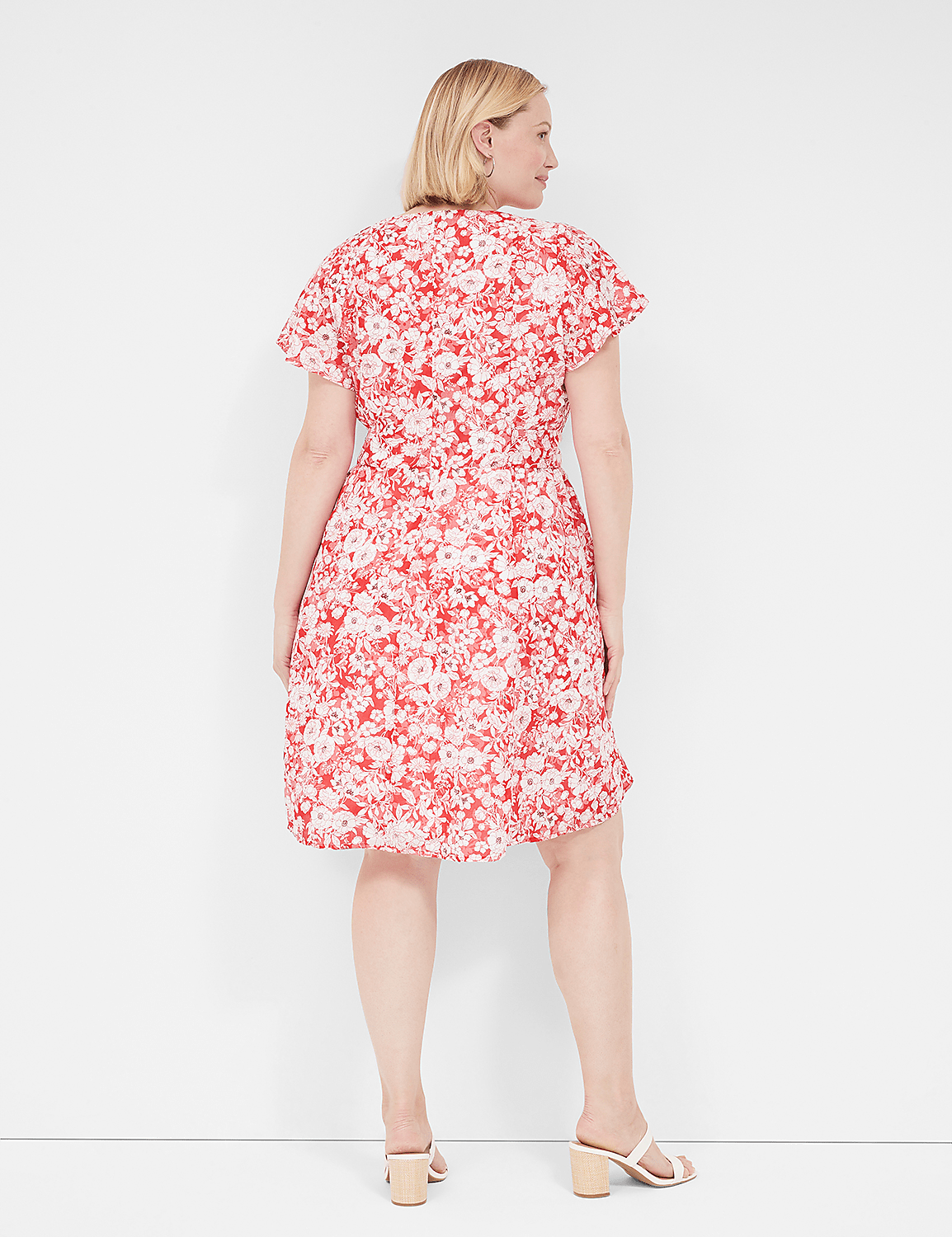 surplice fit and flare dress Navy Surplice Floral Print Bubble Long Sleeve Fit and Flare Dress