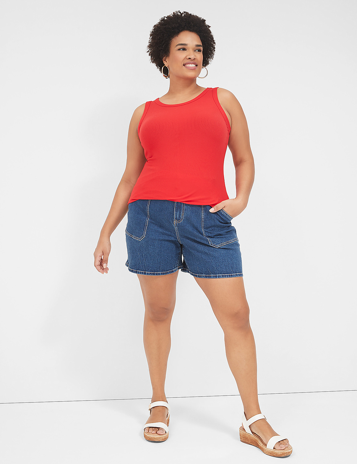 Sleeveless High Neck 3x2 Rib Tank S | LaneBryant