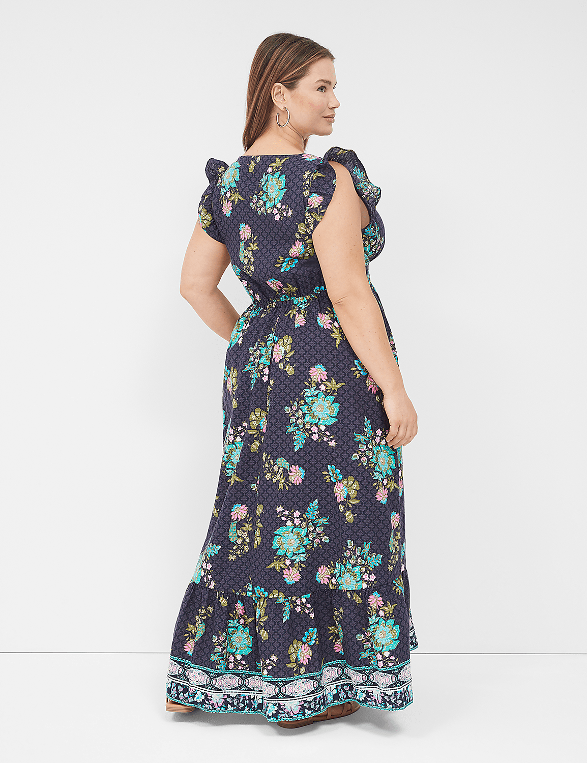 Flutter-Sleeve Button-Front Maxi Dress Product Image 2