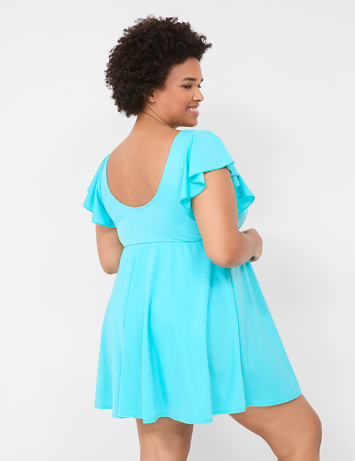 No-Wire Flutter-Sleeve Swim Dress Product Image 2