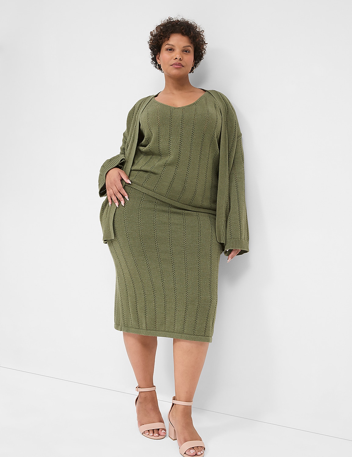 Open-Front Pointelle Cardigan Product Image 3
