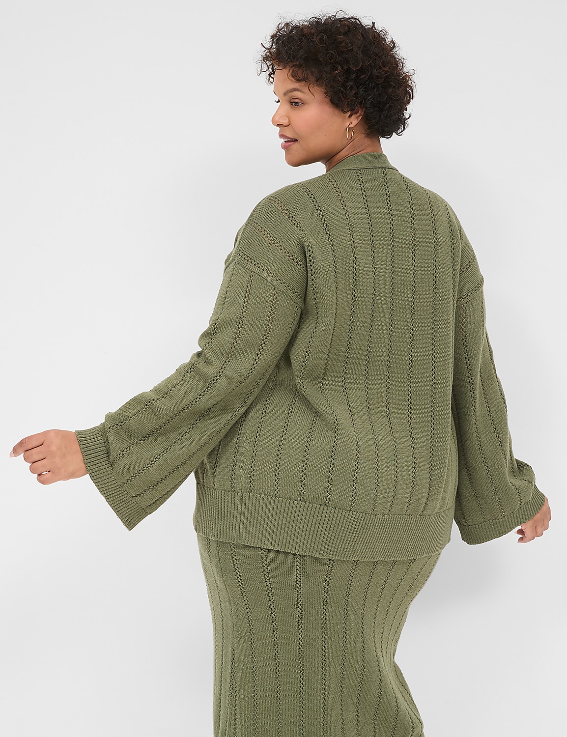 Open-Front Pointelle Cardigan Product Image 2